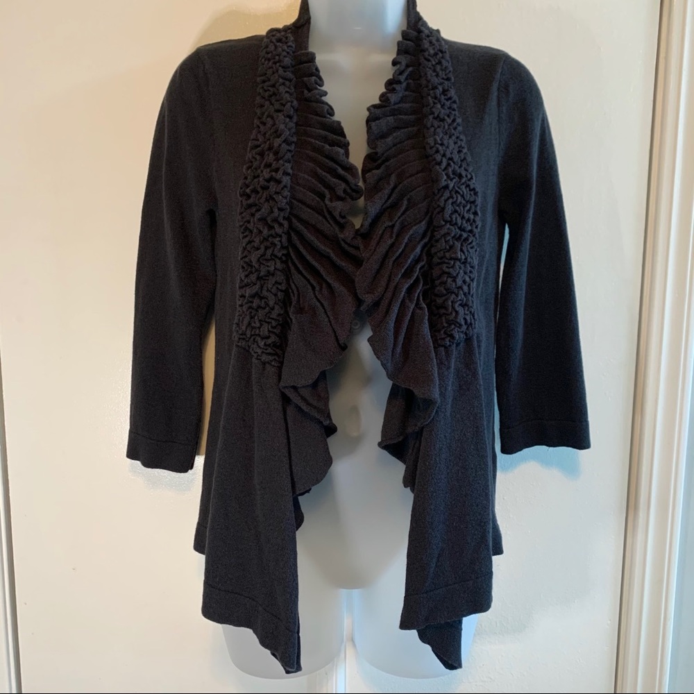 Black Knit Ruffle Cardigan